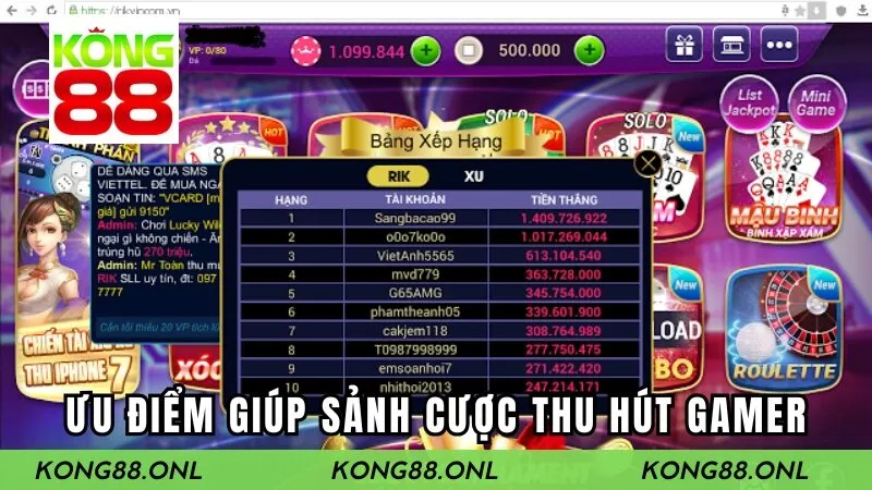 Ưu điểm nổi bật giúp sảnh cược thu hút gamer Ưu điểm nổi bật giúp sảnh cược thu hút gamer